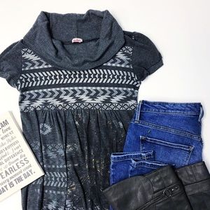 [Bling Bling] Gathered Aztec Cowl-Neck